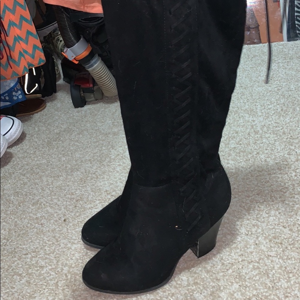 Over the Knee Black suede boots